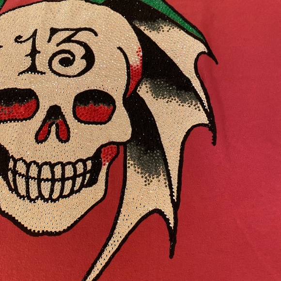 Vintage Ed Hardy by Christian Audigier Jewel Crystal Skull & Wings T Shirt - Picture 8 of 15